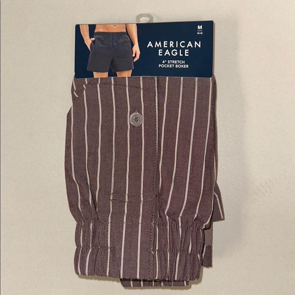 AE Burgundy White Pin Stripes 4” Stretch Pocket Boxer